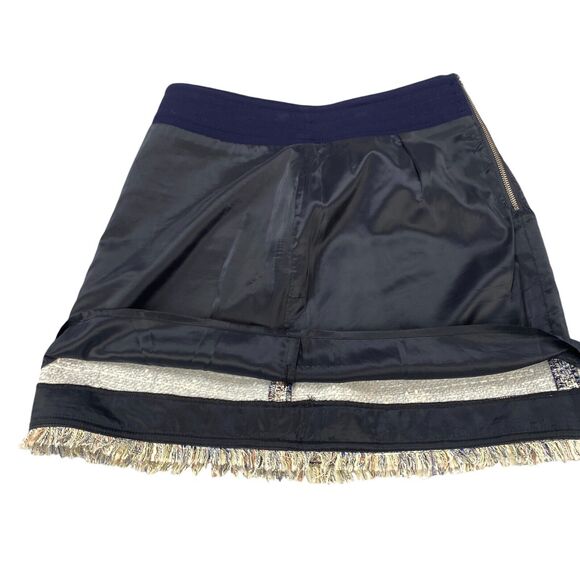J.CREW Mini Skirt Womens Size 6 Multicolor Tweed Lined Fringed Raw Hem Back Zip - Picture 9 of 13